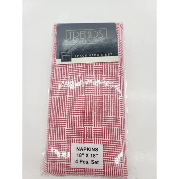 Trends Check Red and White Napkins 4 Pack 18