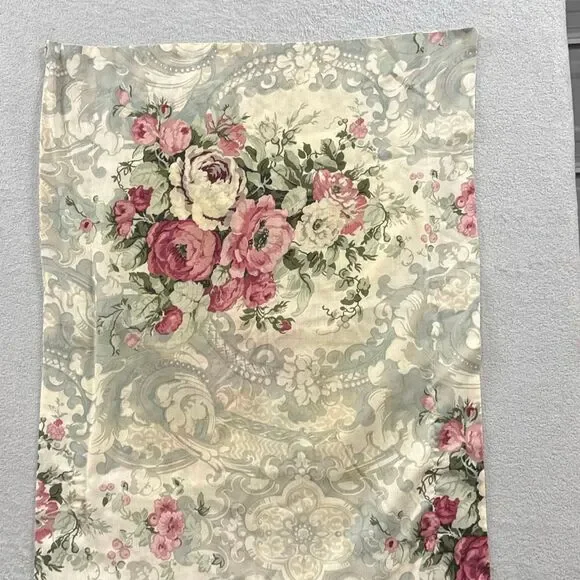 Vintage Floral Bed Pillow Covers Light Blue Pink Roses Elegant Design