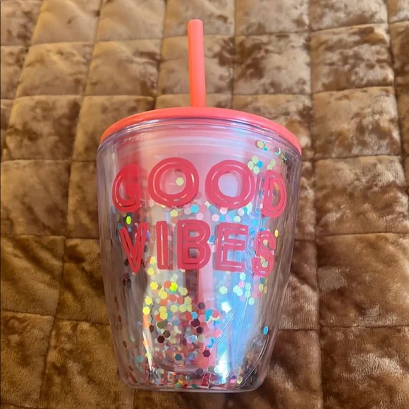 ☀️ 3/$20 Pink Confetti Party Favor Tumbler with Straw
