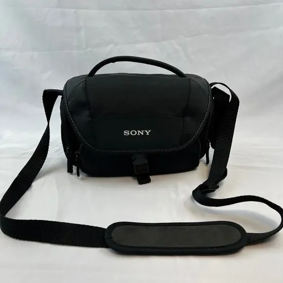 Sony Black DSLR Camera Bag Adjustable Dividers Padded Shoulder Case Medium