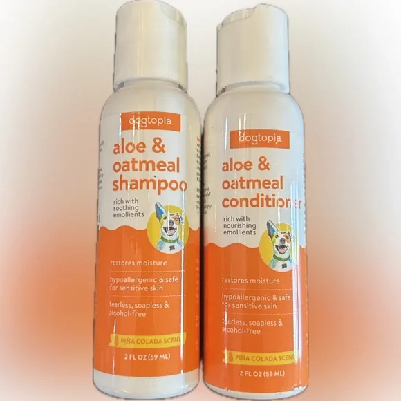 Dogtopia Aloe & Oatmeal Dog Shampoo and Conditioner Travel Set