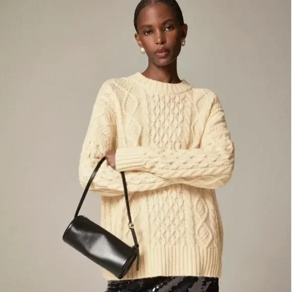 j. Crew ce719 Oversized cable-knit crewneck sweater NWT size XS-S