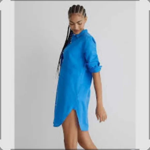 J. Crew Bright Blue Shirt Dress