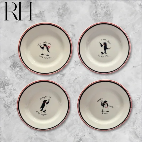 Restoration Hardware Penguin Themed Plates Set