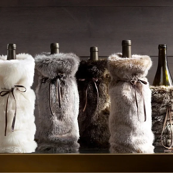 NWOT! Restoration Hardware Luxe Faux Fur Wine Bag