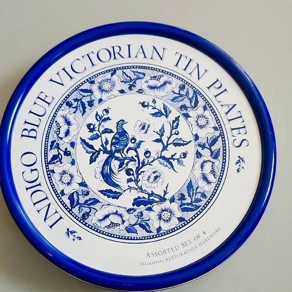 Room Restoration Hardware Indigo Blue Victorian Tin Plates
