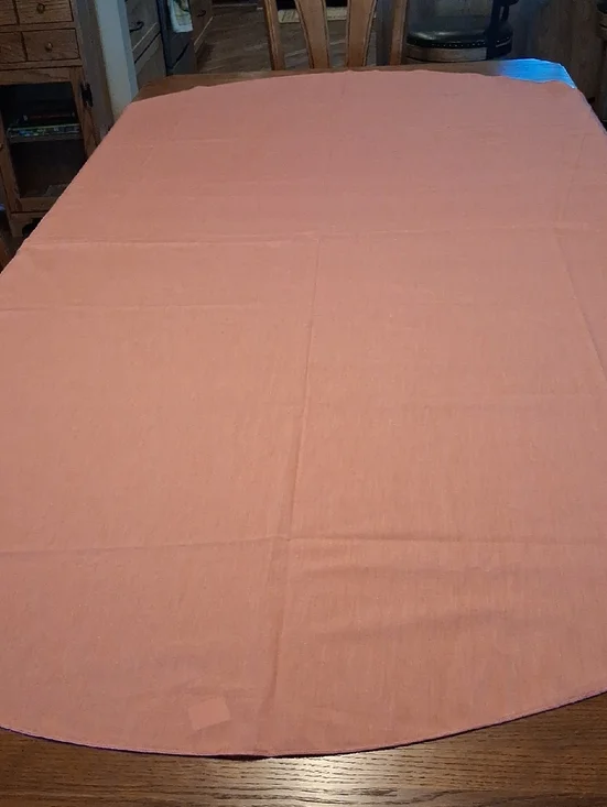 Rose pink oval tablecloth, 84