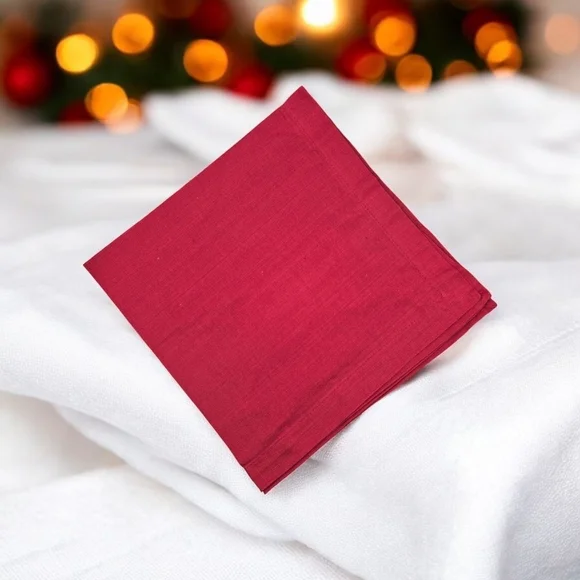 Trillium DII Holiday Dinner Napkins 20x20 Red Cotton Set Of 12