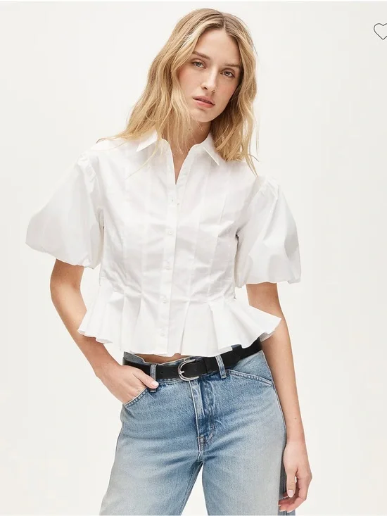 J.Crew Puff-sleeve button-up shirt