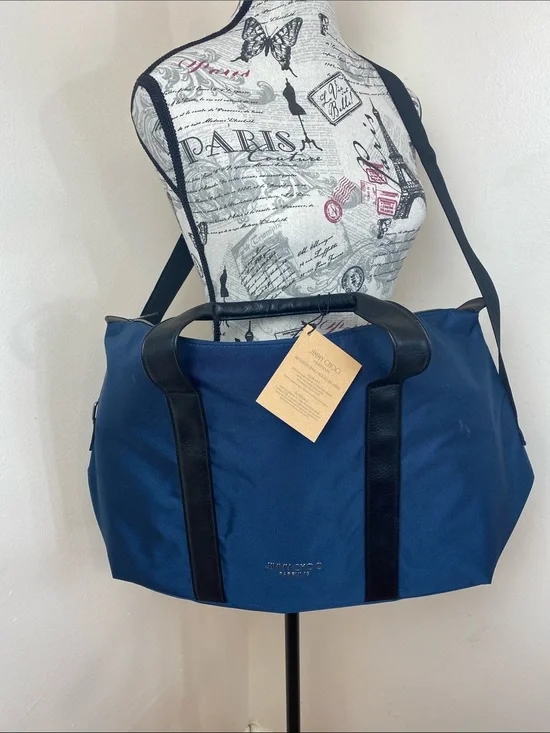Jimmy Choo Parfums Blue Weekender Duffel Travel Bag Shoulder Tote NWT