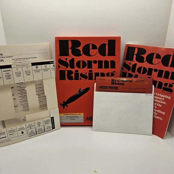 Red Storm Rising Commodore 64/128 Complete CIB MicroProse‎ 5.25