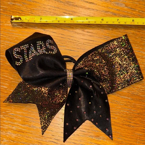 Sparkling Black Bow with Gold Sparkles