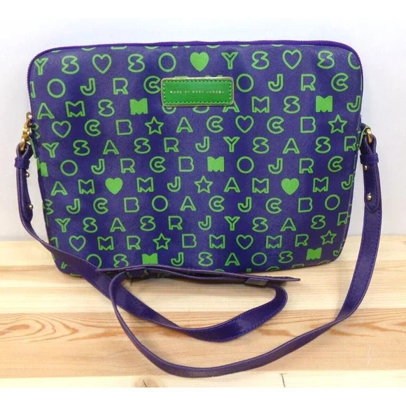 Marc by Marc Jacobs Laptop Carry Bag Shoulder Strap Royal Purple‎ Multi SAMPLE