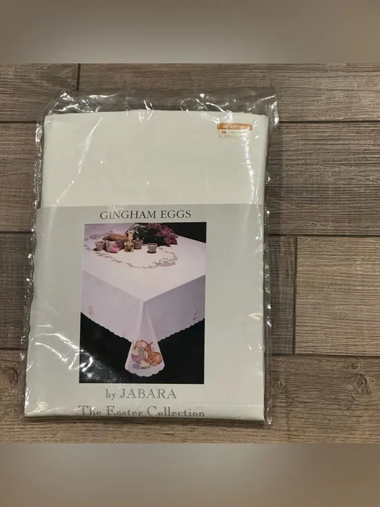 Embroidered Colorful Eggs Bunny & Chicks Tablecloth for 65