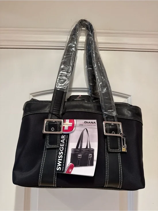 NWT SwissGear Diana Large SLR Camera Tote Bag Black Y2K Utility Purse