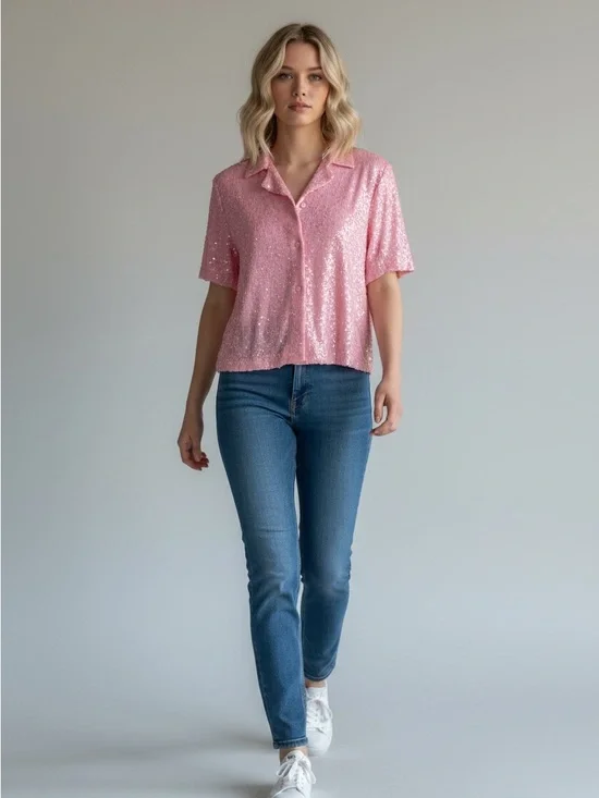J. Crew Light Pink Sequin Top