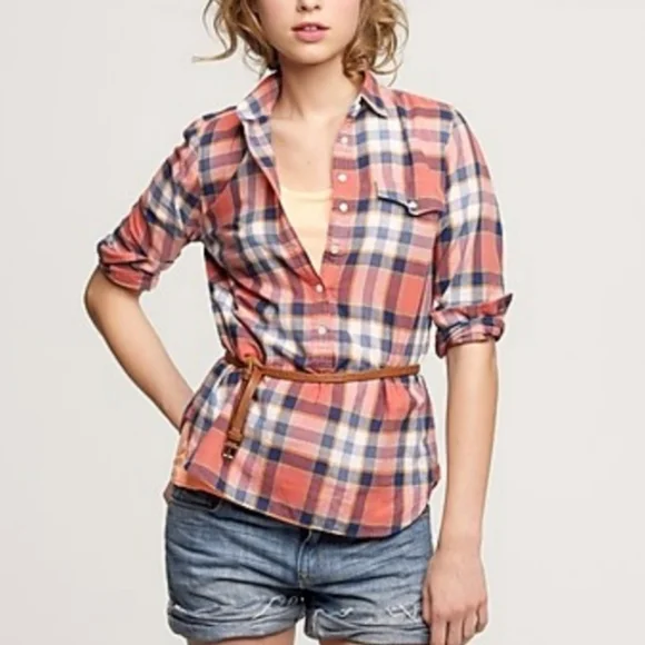 J. Crew Madras Plaid Popover