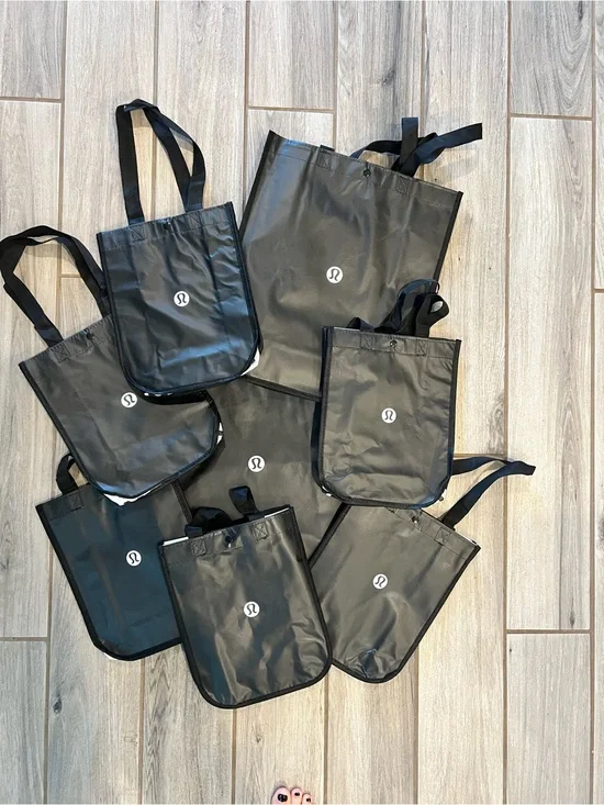 Lululemon Reusable Shopping Bags Bundle Black Logo Small Large Lot 8