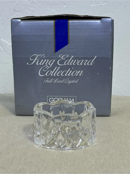 Vintage Gorham King Edward Full Lead Crystal Napkin Rings Set of 4 In Box