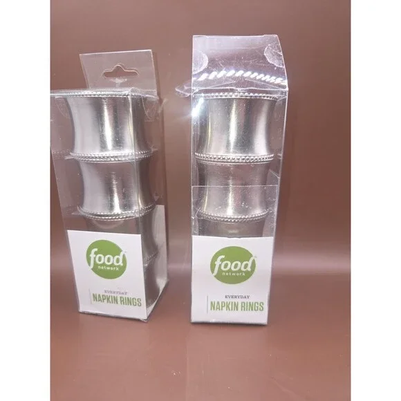 Martha Stewart Food Network Napkin Rings Silver Tone Lot Of 8
