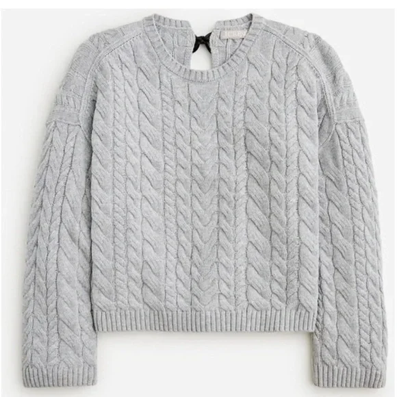 J. Crew Tie Back Cable Knit Sweater