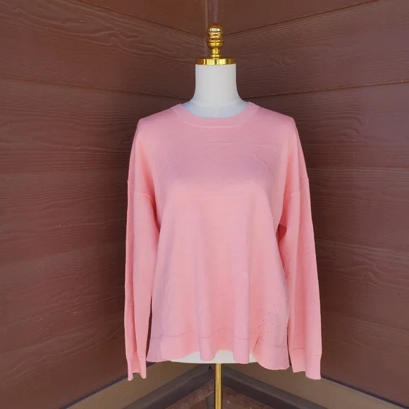 J. Crew Women's Long Sleeve Coral Pink Merino Wool Blend Sweater Size Large NWOT