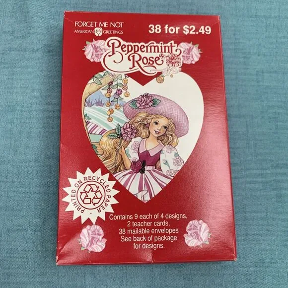 Peppermint Rose Valentines Forget Me Not American Greeting 1993 Unopened