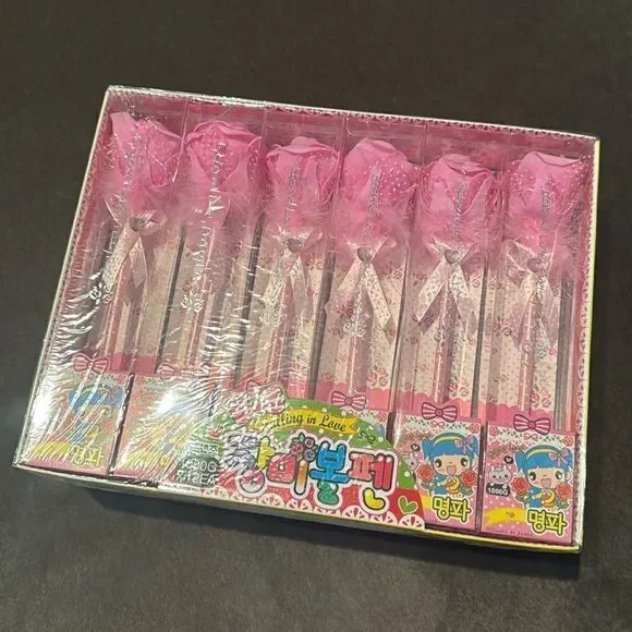Novelty Pink Rose Birthday Valentines Gift Pens 12 Pack (Individually Boxed) NEW
