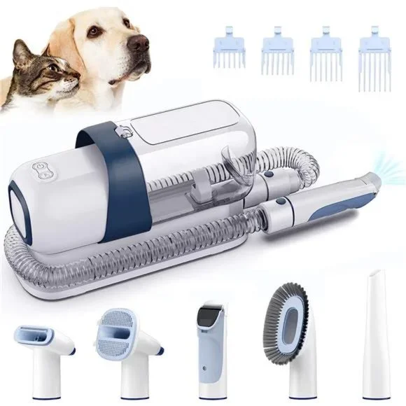 Pet Grooming Vacuum Low Noise with 5 Pet Grooming Tools and 4 Clipper Guards