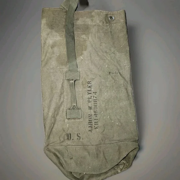 WWII US Army Canvas Laundry Barracks Bag‎ Named Aaron W Plyler Duffel Stenciled
