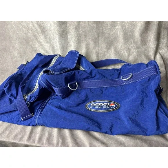 Vintage 90s Pepsi Co Handled Large Duffle Bag Carry On‎ Bag Blue 2-pcs