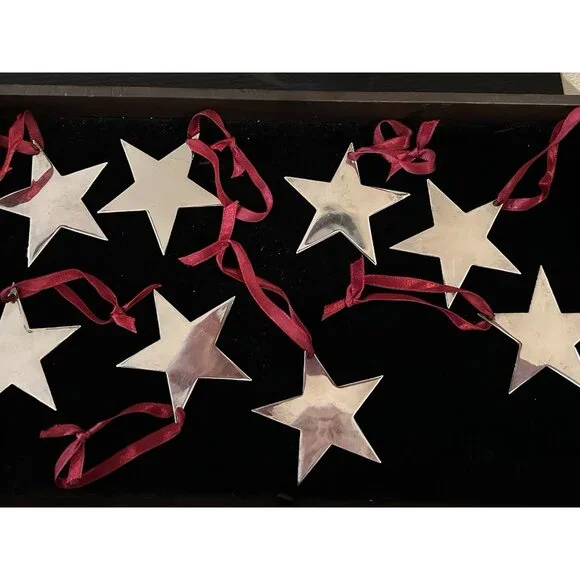 Set Of Eight (8) Restoration Hardware Star Christmas Ornaments