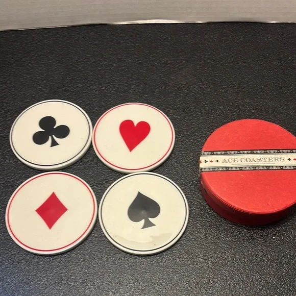 Restoration Hardware Red and Black Card Game coaster set
