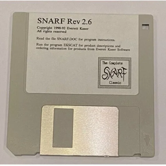 RARE Vtg Snarf 2.6 Game PC 3.5 Floppy Disk Everett Kaser Classic 1990 Software