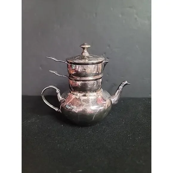 Restoration Hardware Raj Teapot British Empire Stacked SILVERPLATE