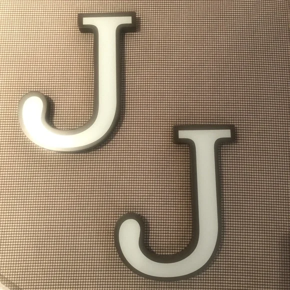 Restoration Hardware wooden “J” Light blue with espresso border. NWT