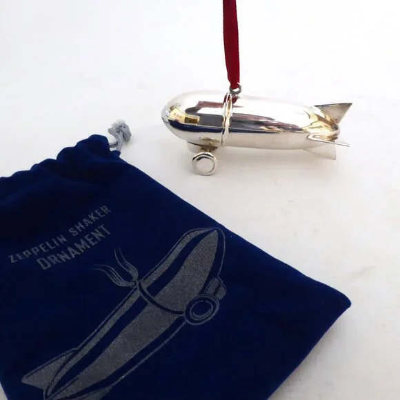 NEW 4.25” RESTORATION HARDWARE ZEPPELIN SILVER COCKTAIL SHAKER ORNAMENT