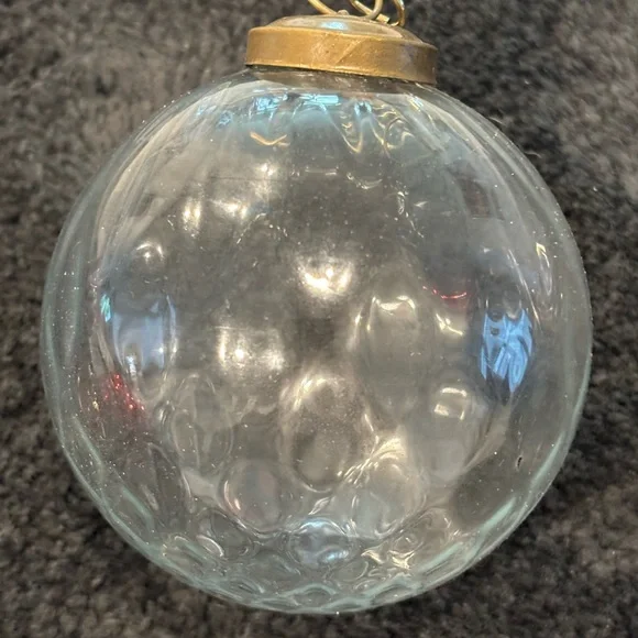 Restoration Hardware Clear Glass Ornament with Gold Cap