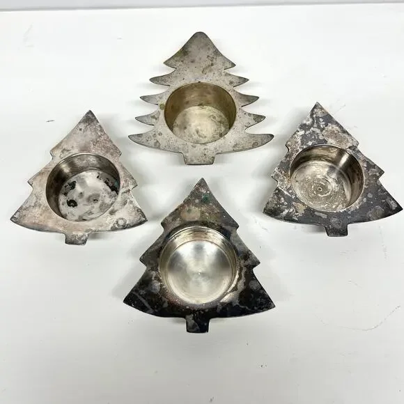 Restoration Hardware Silver Plate Christmas Tree Tealight Holder