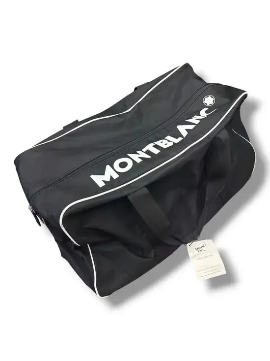Montblanc Duffel Weekend Bag Black White Travel Gym Parfum Large NEW NWT