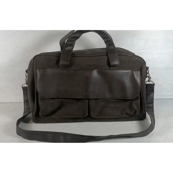 Lagerfeld Vintage Duffle Bag Dark Brown Textured Weekender Travel Bag Unisex