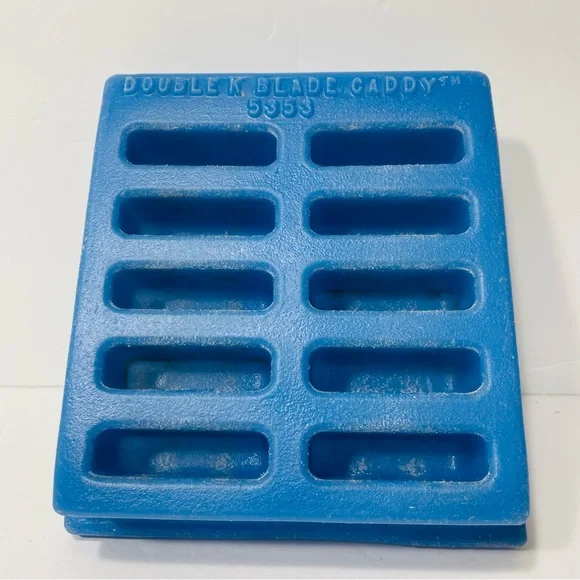 Dog Grooming Blade Caddy Vintage Double K Blue 5353 Holds 10 Clipper Reg Blades