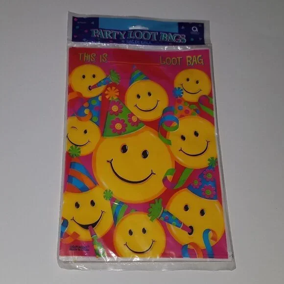 NEW Emoji Smiley Face Party Favor Loot Treat Bags (8 pack) Amscan Birthday
