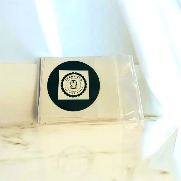 Hand Crafted 60 CT Black Thank You stickers