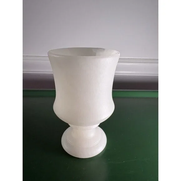 Vintage Restoration Hardware Alabaster Stone Goblet Cup Spain Hand Carved AS IS