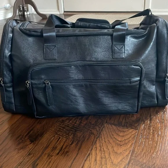 NWOT Black Duffel Faux Leather