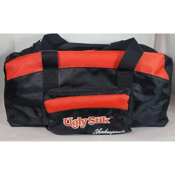 Ugly Stik Shakespeare Fishing Tote Black Red Duffle Carry Bag travel‎ overnight