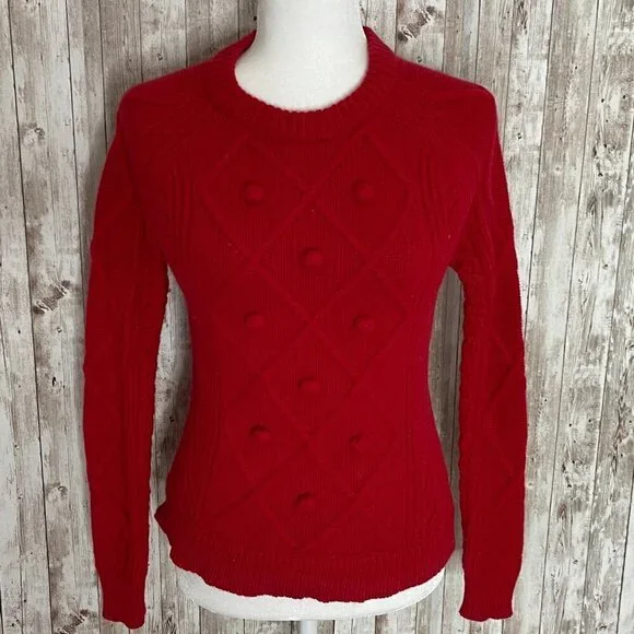 J. Crew Red Cable Knit Sweater size XXS
