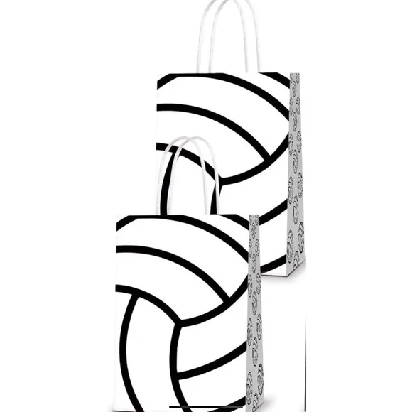 16 Volleyball Themed Party Favor Bags with Handles for Kids and‎ Adults