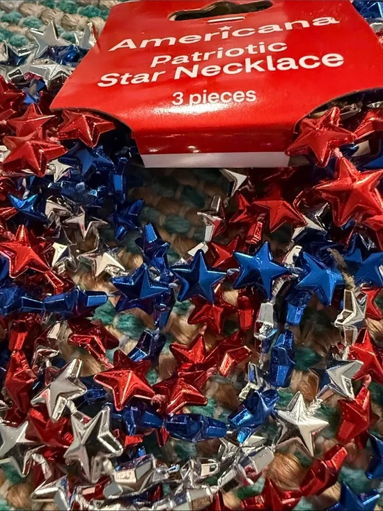 Americana Patriotic Star Necklace - Red, Blue, Silver